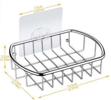 Мильниця без свердління, прозорий самоклеючий кошик для мила, нержавіюча сталь, душова полиця для ванної кімнати, настінний тримач