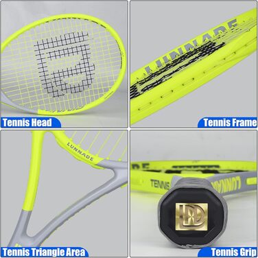 Тенісна ракетка Pro Elite 27" Head-Yellow 280 г алюміній+карбон готова до гри 658 см² XL sweet spot для жінок чоловіків початківців та середнього рівня чорно-жовта матова + фірмовий чохол найпопулярніший колір 2025