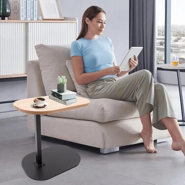 Мобільний письмовий стіл типу C з регульованою висотою 45-80 см, дерев&39яні бічні столики з колесами, C-подібний стіл для ноутбука, журнальний столик, невеликий журнальний столик для вітальні, дивана (дерево)