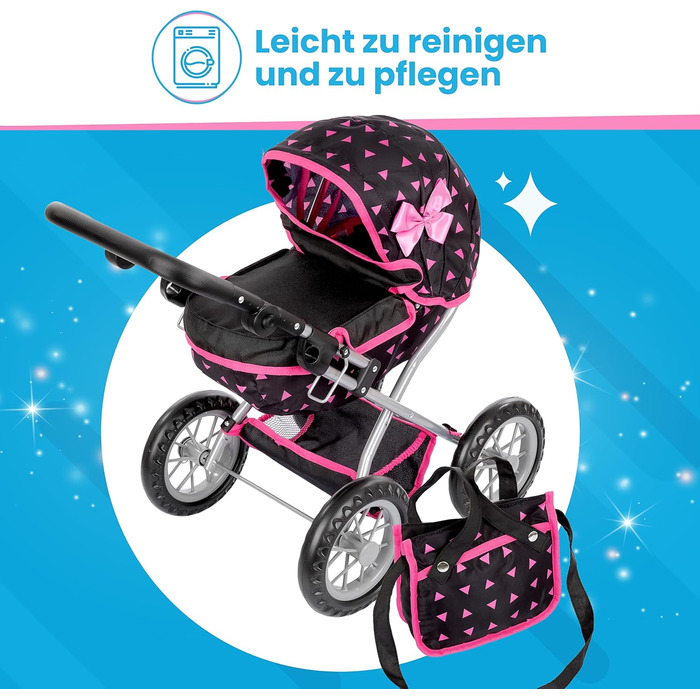 Коляска для ляльок Kinderplay від 2 років, Коляска для ляльок - Легка і стійка конструкція Коляска для ляльок від 3 років Висота р