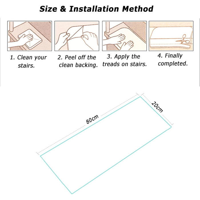 Килимок для сходів, нековзні килимки для сходів, самоклеючий, доріжка для сходів, захисний килимок для килима, ідеально підходить для дітей, домашніх тварин, людей похилого віку (80 x 20 см, 15 шт. , темно-сірий) 80*20 см, 15 шт. темно-сірий