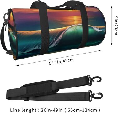 Спортивна сумка для подорожей, принт Захід сонця над морем, чорна, універсальний розмір, сумка на ніч