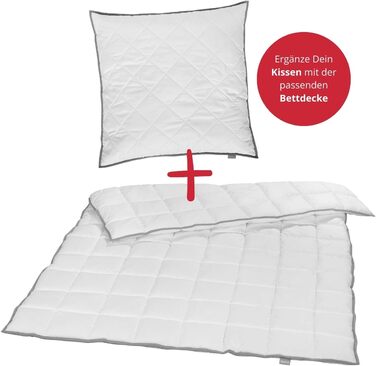 Улюблена 194583 Подушка Стьобана подушка Дихаюча верхня частина з прохолодної тканини Регульована висота Мікрофібра Зроблено в ЄС Стандарт Oeko-Tex 100 Можна прати при 60 градусах 80 x 80 см, біла, (1 упаковка) 1