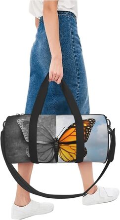 Спортивна сумка, дорожня сумка, з вишуканим принтом метеликів, сумка для подорожей та на ніч, чорна, універсальний розмір