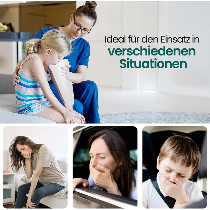 Білих блювотних пакетів об&39ємом 1500 мл з мундштуком, що герметично захищають від ранкової нудоти, відрижки, для вагітних - пакети для стискання, пакети для слини, 50