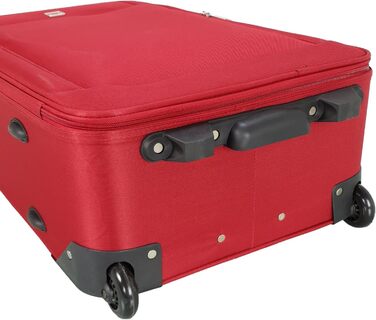 Дорожня валіза-візок SIGN Fabric Suitcase з коліщатками (ручна поклажа, середня, велика, дуже велика) (червона, ручна поклажа (51 см)) Ручна поклажа (51 см) червона