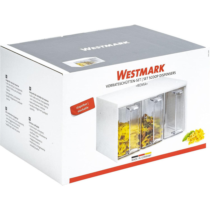 Диспенсер для мюслі Westmark - ідеально підходить для зберігання борошна, цукру або мюслі - 3 жолоби по 1 літру кожен - кришталево чистий пластик без бісфенолу А - окремо стоячий і його можна мити в посудомийній машині