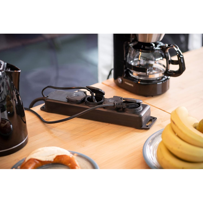 Розподільник розеток Brennenstuhl IP44 4-ходовий (розеткова планка для використання на будівельному майданчику та постійного зовні