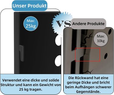 Набір металевих перфорованих дощок 30 гачків, розміри 215,9 x 91,4 x 33 см, вантажопідйомність до 150 кг Органайзер для інструментів Hooks Garage, контейнери для зберігання та панель для інструментів, ефективний чорний, 2 шт.