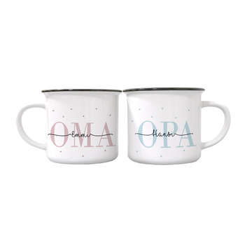 Персоналізований набір із 2 чашок Бабуся Дідусь Кераміка Ідея подарунка для бабусі й дідуся Оголошення про вагітність (Бабуся Дідусь Емальований вигляд)