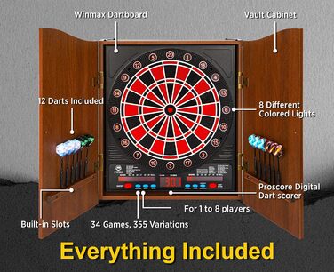 Електронна мішень для дартсу зі світлодіодним підсвічуванням, електричне цифрове табло для дорослих з корпусом з масиву дерева, підходить для стандарту YL