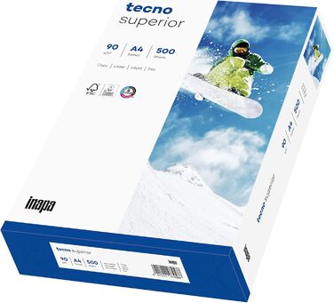 Принтер/копіювальний папір Tecno Superior 90 г/м, формат A4, 2 500 аркушів (5x500), яскраво-білий