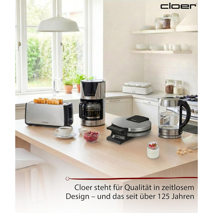 Йогуртниця Cloer 9921 для 12 баночок по 150 мл, таймер 8-14 год, LED-дисплей, звуковий сигнал, прозора кришка, біла, 17 Вт