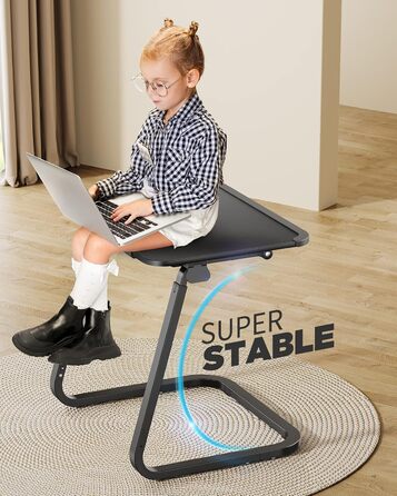 Журнальний столик SAIJI, подвійне використання піднос для сніданку/столик для ноутбука, стійкі U-подібні ніжки, журнальний столик, столик над ліжком, регульований кут нахилу, з відділенням для планшета та тримачем для напоїв, 55 x 39 см, чорний