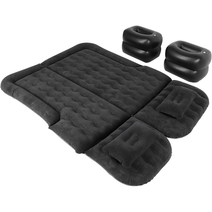 Надувний матрац для автомобіля з насосом для заднього сидіння, для подорожей, кемпінгу, відпусток, надувний матрац для автомобіля, позашляховика, універсальний з двома повітряними подушками (чорний)