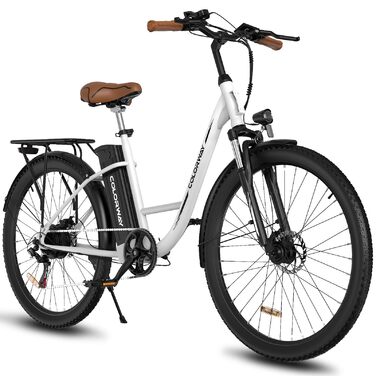 Електровелосипеди COLORWAY 28&quot x 2.0&quot з безщітковим двигуном потужністю 250 Вт. Електричні велосипеди з вбудованим акумулятором 36 В 15 Аг, 7 передачами, РК-дисплеєм та амортизуючою вилкою. Білий колір.