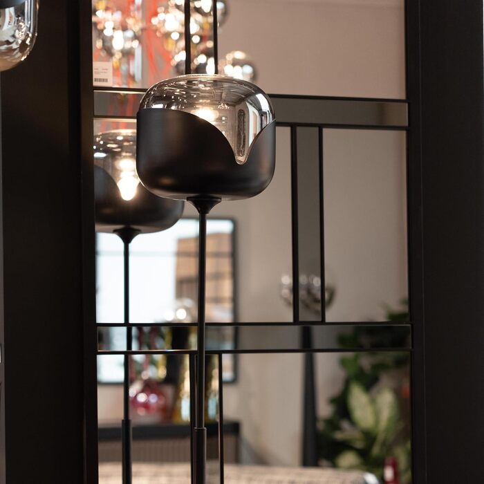 Підлоговий світильник Kare Design Smoke Goblet Ball, чорний/сірий, сталевий каркас, скляний плафон, для вітальні та спальні, лампа не входить у комплект, 160x25x25 см