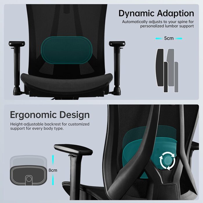 Ергономічне офісне крісло Storeo Imp, до 150 кг, карбонова сітка / метал, чорний