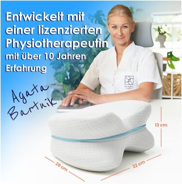 Подушка для колін для сну на боці - Ергономічна подушка з піни з пам&39яттю форми для ніг, стегон та спини - Подушка для ніг для спокійного сну з дихаючою та пральною оббивкою 26x22 см