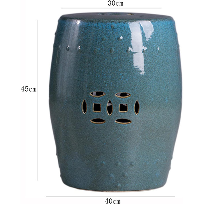 Китайський садовий стілець у формі керамічного барабана, табурет для зміни взуття, туалетний стілець, декоративний садовий табурет, підходить для саду, патіо, газону (F, один розмір) f One size