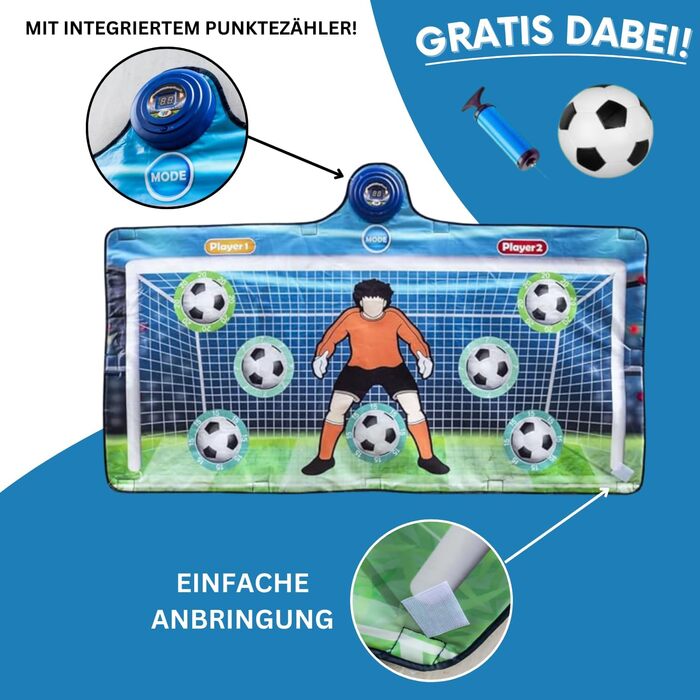 Електронні ворота та футбольний килимок з лічильником рахунків для двох гравців Футбольна гра для приміщень та саду Подарунок від футбольних воріт для хлопчиків та дітей вкл. м&39яч та насос