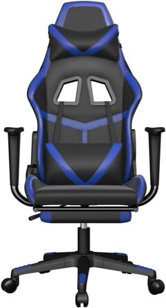 Ігрове крісло з підставкою для ніг, чорно-синя штучна шкіра, офісне крісло, ігрове крісло, ігрове крісло, обертове крісло, стілець для столу - 3143676
