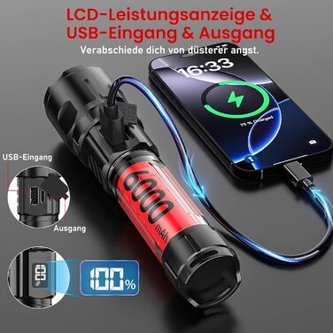 Акумуляторний світлодіодний ліхтарик Shadowhawk (2 шт.) Тактичний ліхтарик (2 перемикачі) 500 000 люменів надзвичайно яскравий, дальність до 1000 м, 12 годин роботи для кемпінгу/природи/походів, регульована яскравість, чорний