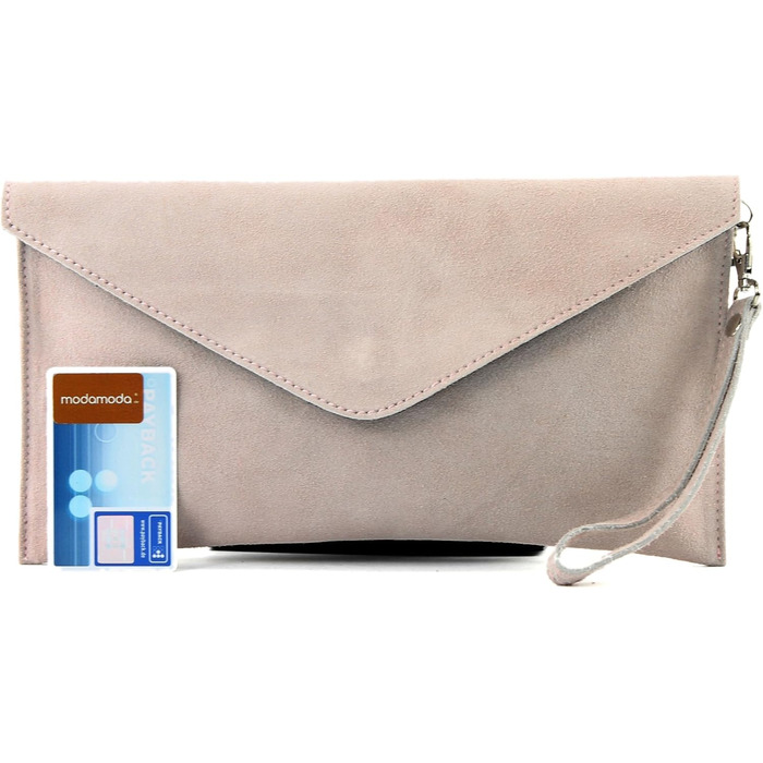 Жіноча замшева шкіряна сумка-клатч через плече T106, вечірня сумка ручної роботи, Італійського кольору, рожево-бежевого кольору, 2 шт.