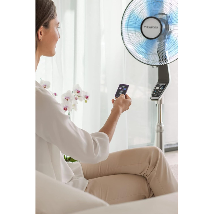 П'єдестальний вентилятор Turbo Boost Silence Extreme з пультом дистанційного керування, діаметр 40 см, надзвичайно тихий, чорний/с