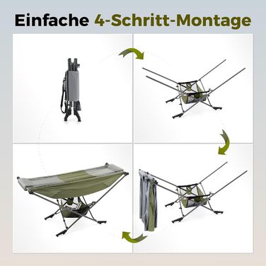 Гамак для кемпінгу HIGH POINT SPORTS, гамак для вулиці зі знімним сонцезахисним тентом, вантажопідйомність 250 фунтів, міцний портативний гамак з дорожньою сумкою для саду, приміщень, балкону, патіо, кемпінгу, зелений