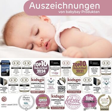 Ліжечко-колиска Babybay Maxi Comfort Plus з масиву бука/бічне ліжечко з захисними бортиками/плавне регулювання та екологічність/росте разом з вашою дитиною (біле лакування) Біле лакування 96Д x 56,5Ш x 79В см Матрац не входить до комплекту