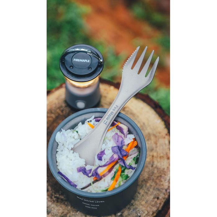Набір столових приборів Fire-Maple FMT-T23 Titanium 3-в-1 для кемпінгу, Spork (ложка, виделка, ніж), легкий та портативний для активного відпочинку, скелелазіння та подорожей