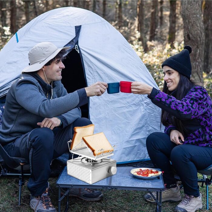 Тостер для кемпінгу, Решітки для тостів з нержавіючої сталі для кемпінгу, Складані решітки для тостів для кемпінгу, Тостер для газових плит, Компактні аксесуари для кемпінгу ідеально підходять для використання на свіжому повітрі, барбекю та походів