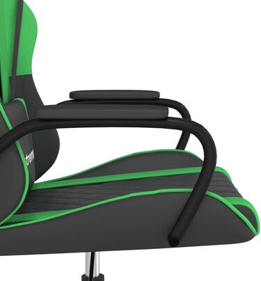 Ігрове крісло, чорно-зелене, штучна шкіра, офісне крісло, крісло-реклайнер, письмове крісло для вітальні, офісу, спальні, модель 345536 чорний/зелений