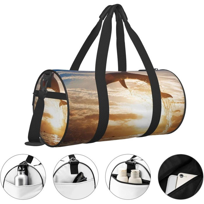Дорожня сумка-циліндр з кумедним дизайном дельфіна, спортивна сумка для чоловіків та жінок, сумка для пляжу, спортивна сумка
