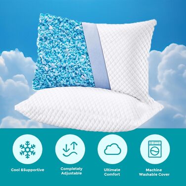Розумна подушка Artwelt, подушка для шиї з піни з ефектом пам&39яті, регульована по висоті, ергономічна, двосторонній комфорт для літа та зими, гіпоалергенна, чохол, який можна прати, 50x70 см ()