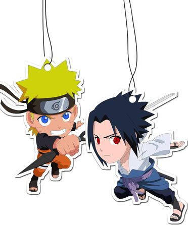 Ароматизатор для автомобіля 2в1 Дерево / Освіжувач повітря, автомобільний освіжувач повітря Аніме Наруто і Саске (Чорний Лід)