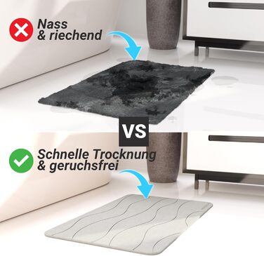 Килимок для ванної Minimism з каменю 60x40 см - Килимок для ванної з діатоміту - Килимок для ванної кімнати з каменю - Камінь Діатоміт - Килимок для душу, що швидко висихає