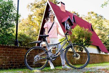 Гірський велосипед Chillaxx Bike Falcon преміум-класу розміром 24, 26, 27,5 та 29 дюймів - Велосипед для хлопчиків, дівчаток, жінок та чоловіків - Дискові гальма - 21 швидкість - Повнопідвіска 26 дюймів Чорно-синій Дискові гальма