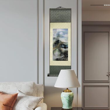 Шовковий живопис Азіатський настінний декор Водоспад Річка Пейзажний живопис - вода Сільський красивий китайський художній настінн