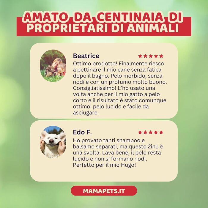 Шампунь-кондиціонер 2-в-1 Mama Pets для довгошерстих собак і котів, очищує та розплутує шерсть, 250 мл