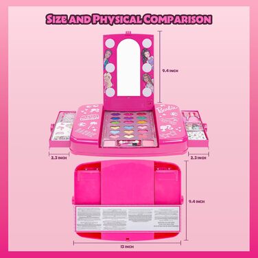 Набір косметики для дівчаток Барбі Townley з дзеркалом, що світиться У комплект входить блиск для губ, тіні для повік, пензлик, лак для нігтів, аксесуари та багато іншого Для дітей віком від 3 років Ідеально підходить для вечірок, ночівель та перевтілень