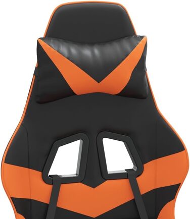 Офісне обертове крісло, ігрове крісло з підставкою для ніг та регульованою спинкою з чорно-помаранчевої штучної шкіри, офісні меблі