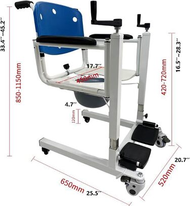 Підйомне крісло для перенесення пацієнта, туалетне крісло для людей похилого віку, допоміжний засіб для вставання в ліжку, підйомник для пацієнтів, туалетне крісло з ліжком з розділеним сидінням A на 180