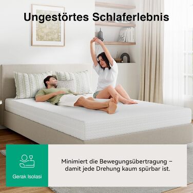 Матрац Novilla H3/H4 7-зонний матрац з холодної піни 140x200 Різні розміри та висота Дихаючий чохол, який можна прати при 60C Сертифіковано Oeko-Tex та CertiPUR-US Згортається матрац 18 см x 18 см 140 x 200 см