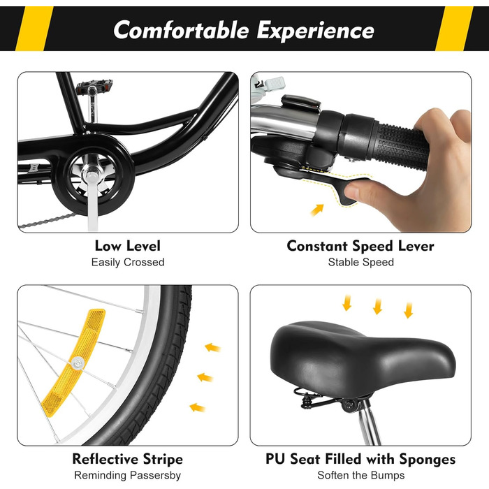 Дюймовий триколісний велосипед для дорослих, 3-колісний 8-швидкісний велосипед для старших людей з кошиком для покупок, триколісний велосипед для їзди на свіжому повітрі, міський велосипед для відпочинку, велосипед для старших людей з редуктором для покуп