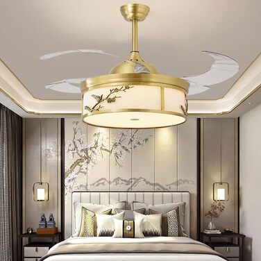 Латунний 48-дюймовий 96-ваттний світлодіодний стельовий вентилятор з частотним перетворенням, регульованою колірною температурою,