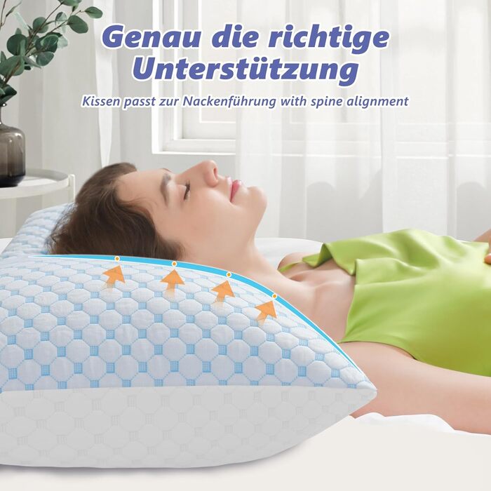 Подушка 40x80 - Подушка з мікрофібри, м&39яка та дихаюча для алергіків, регульована висота, підходить для сну на боці, животі та спині, ергономічна подушка від болю в шиї, 40x80 см, небесно-блакитний, 1