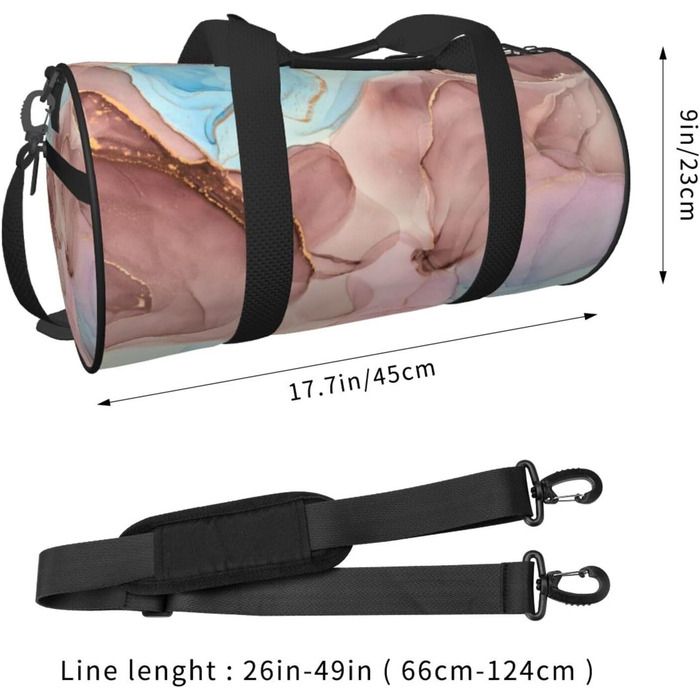 Спортивна сумка-мішок для подорожей та пляжу, барвистий мармуровий принт, чорний колір, універсальний розмір, дорожня сумка