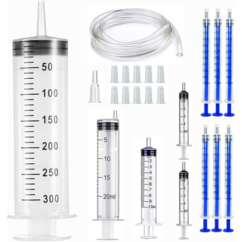 Формований пластиковий шприц обємом 300 мл з трубкою довжиною 1 м і 20 мл/10 мл кожен від /5 мл до 2 шт./1 мл до 6 шт. для відсмоктування рідини для вимірювання поживних речовин у гідропоніці